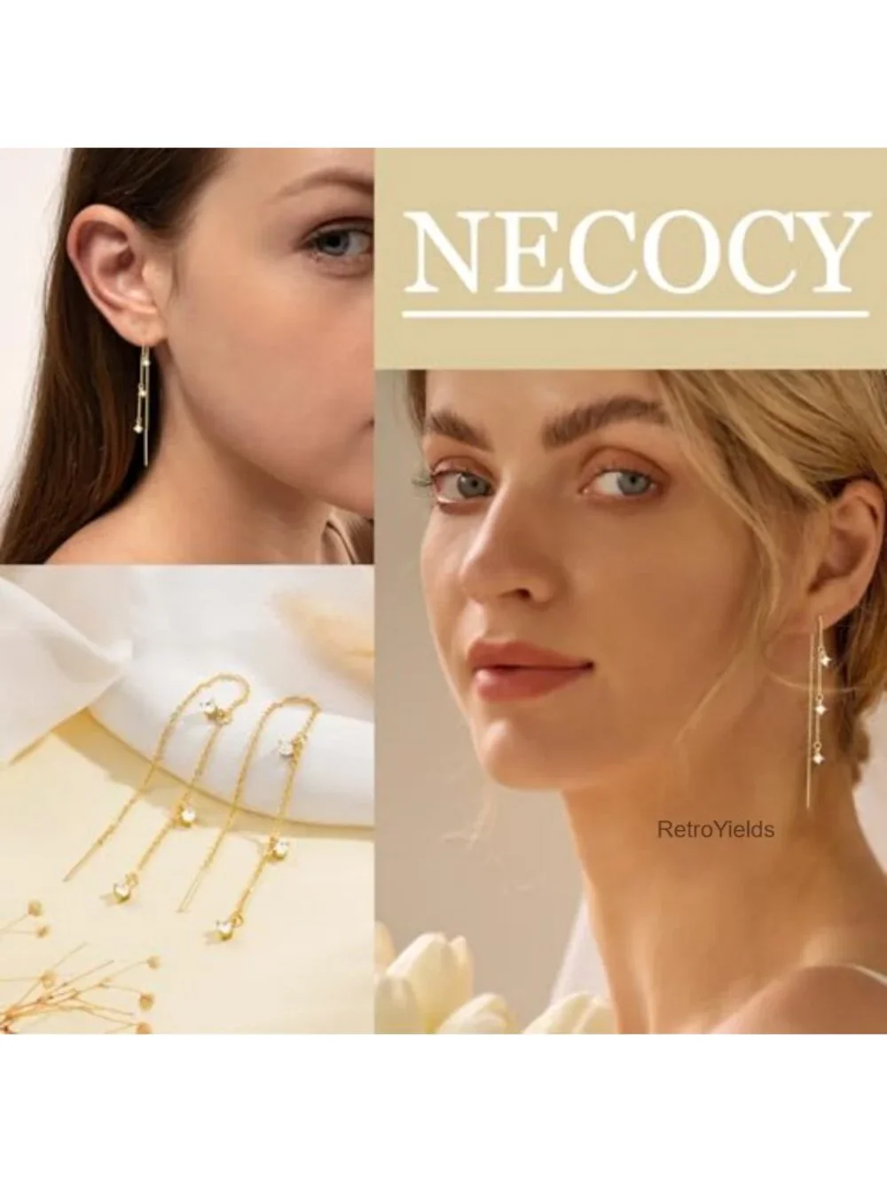 14K Gold Plated Dangle Earrings for Women Non Tarnish Hypoallergenic Drop